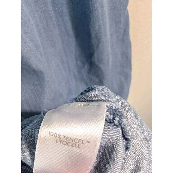 J. Jill Sz XS petite Blue Button Up Denim Shirt Dress Long Sleeve Chambray N97 - Picture 7 of 9